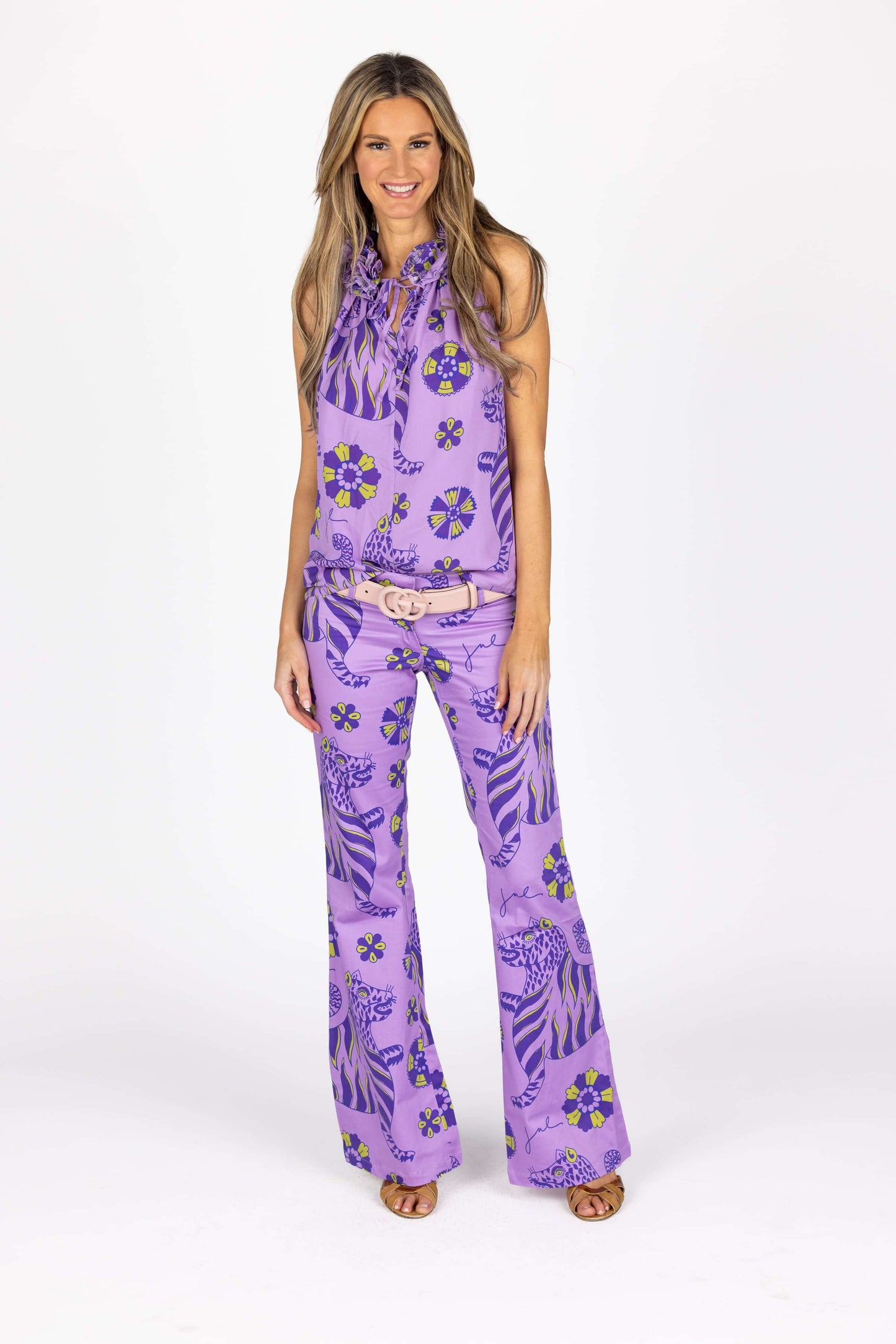 The Isabel Flare Pants in Lavender Tiger