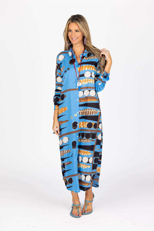The Goggles Shirtdress in Backgammon Blue