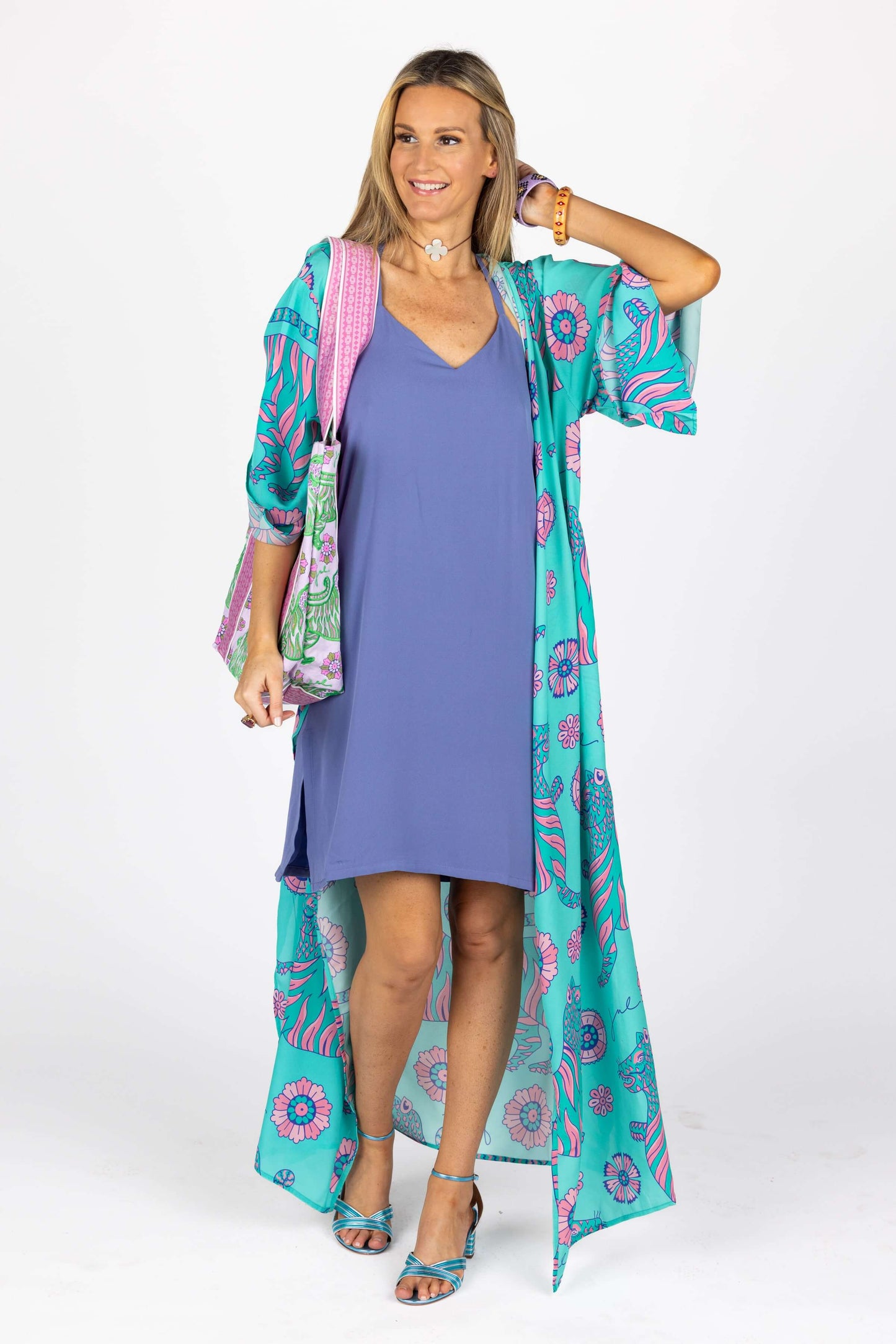 The Cassius Robe in Green Tiger