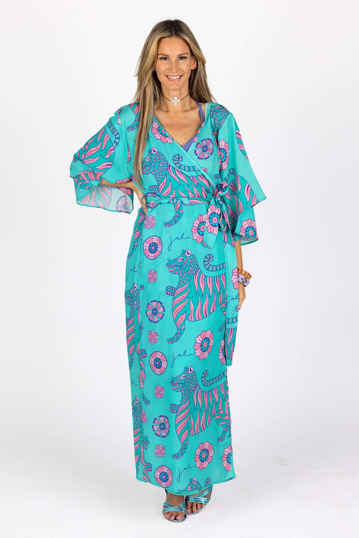 The Cassius Robe in Green Tiger