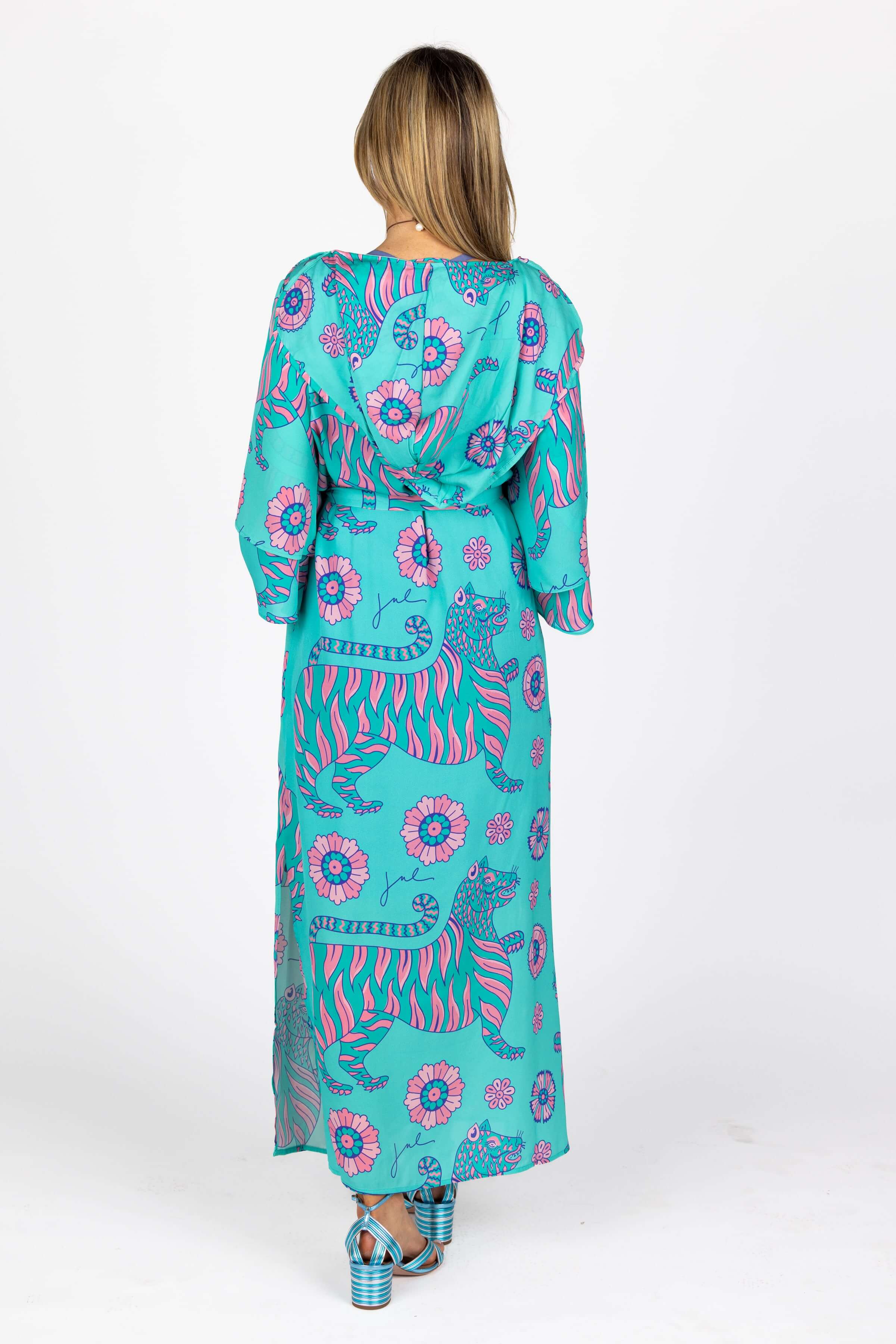 The Cassius Robe in Green Tiger