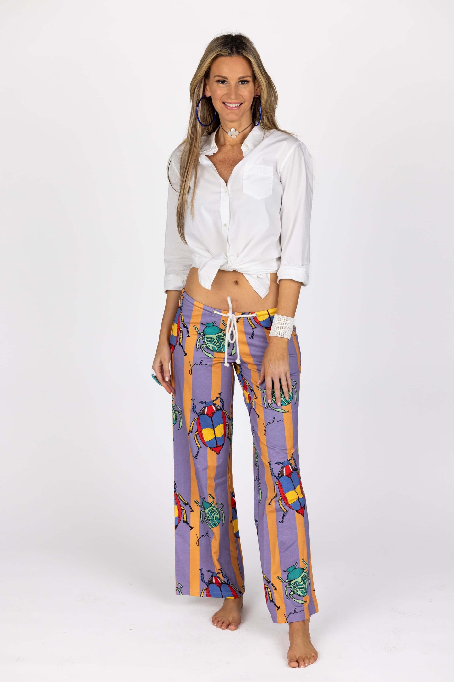 The terrycloth Sea Voyage pants in Beetle Bug Lavender