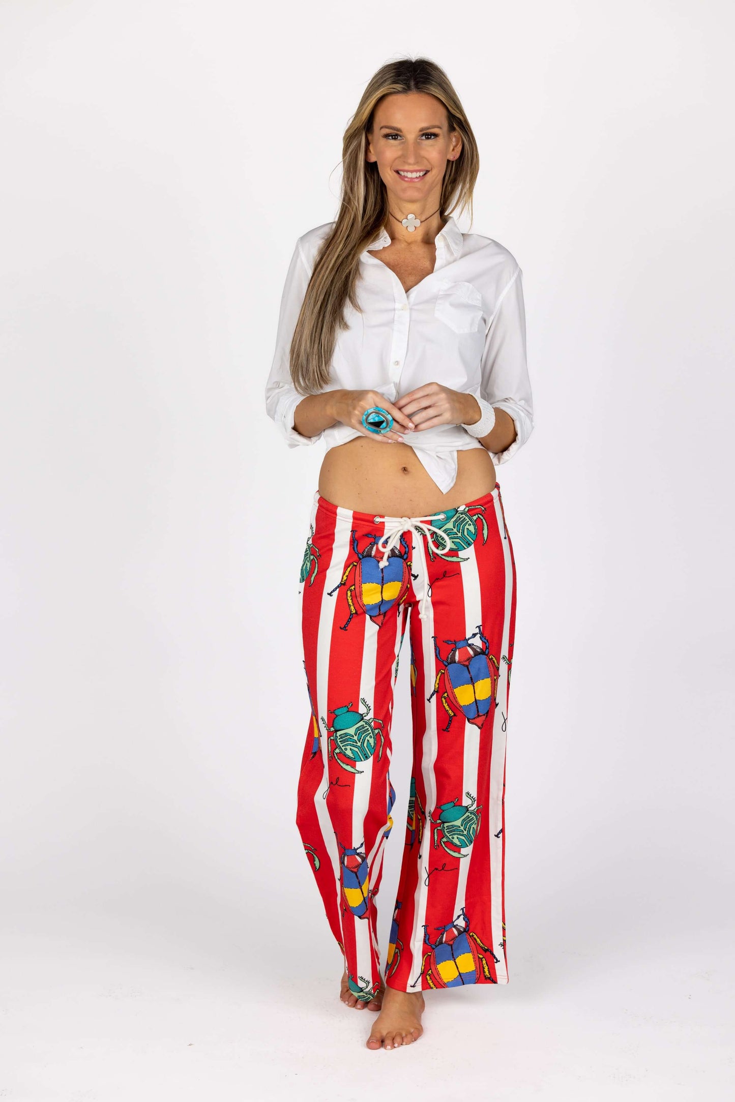 The terrycloth Sea Voyage pants in Beetle Bug Red