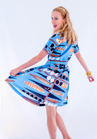 The Parasol Dress in Backgammon Blue