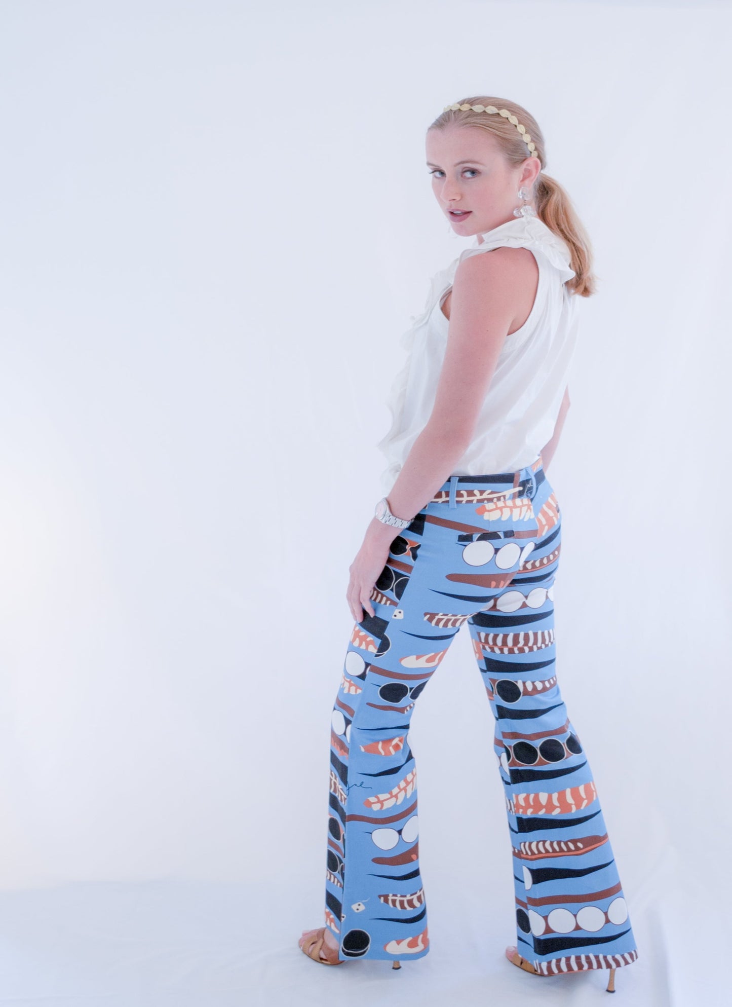 The Isabel Flare Pants in Blue Backgammon