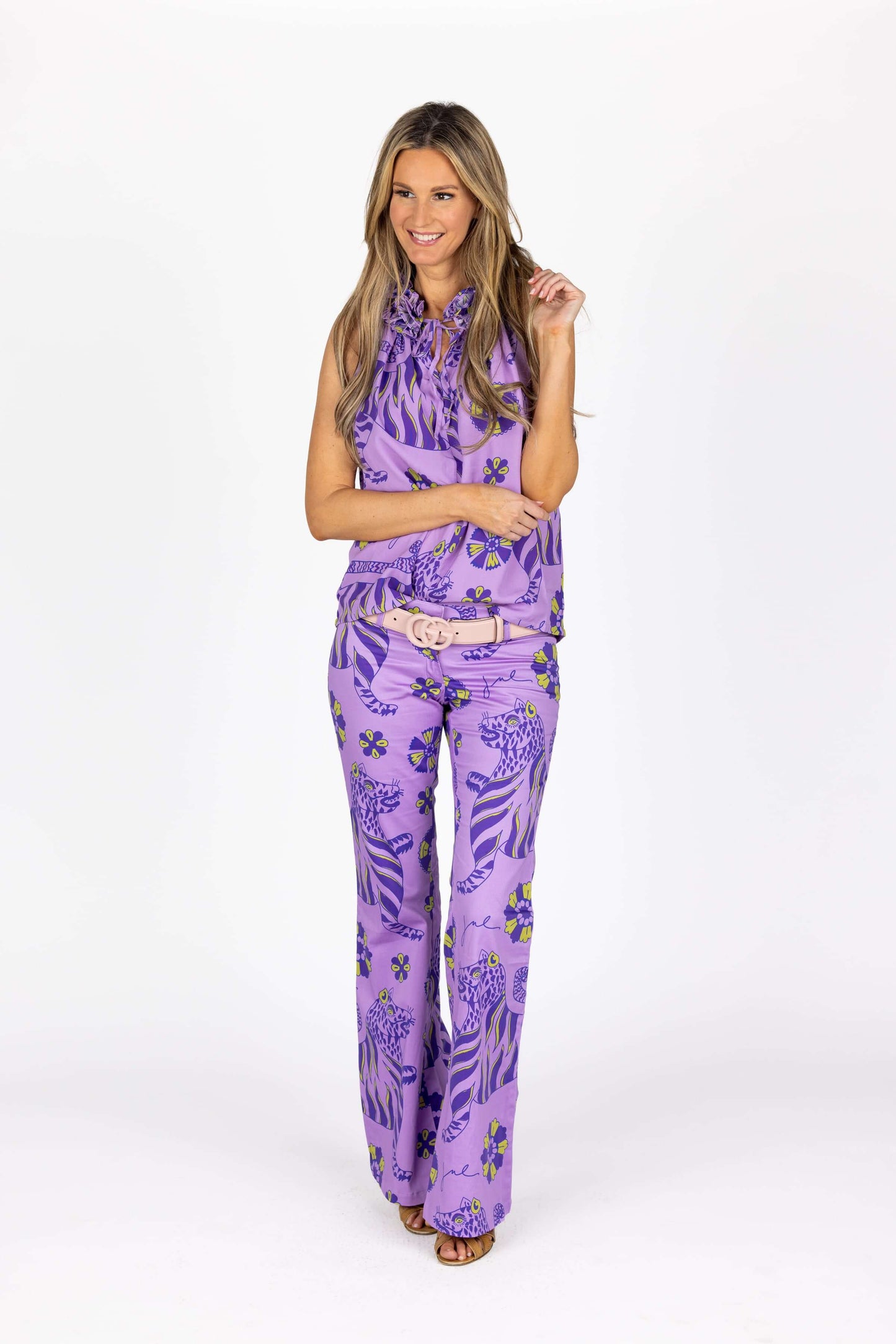 The Isabel Flare Pants in Lavender Tiger