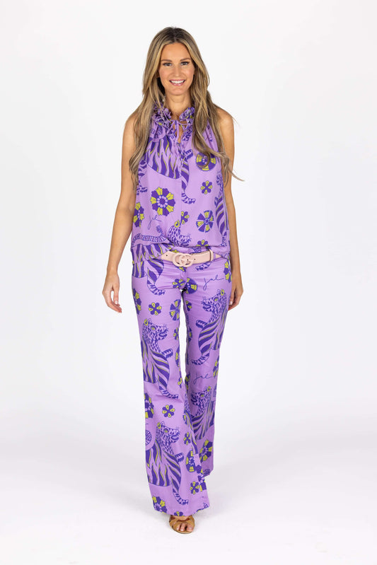 The Isabel Flare Pants in Lavender Tiger