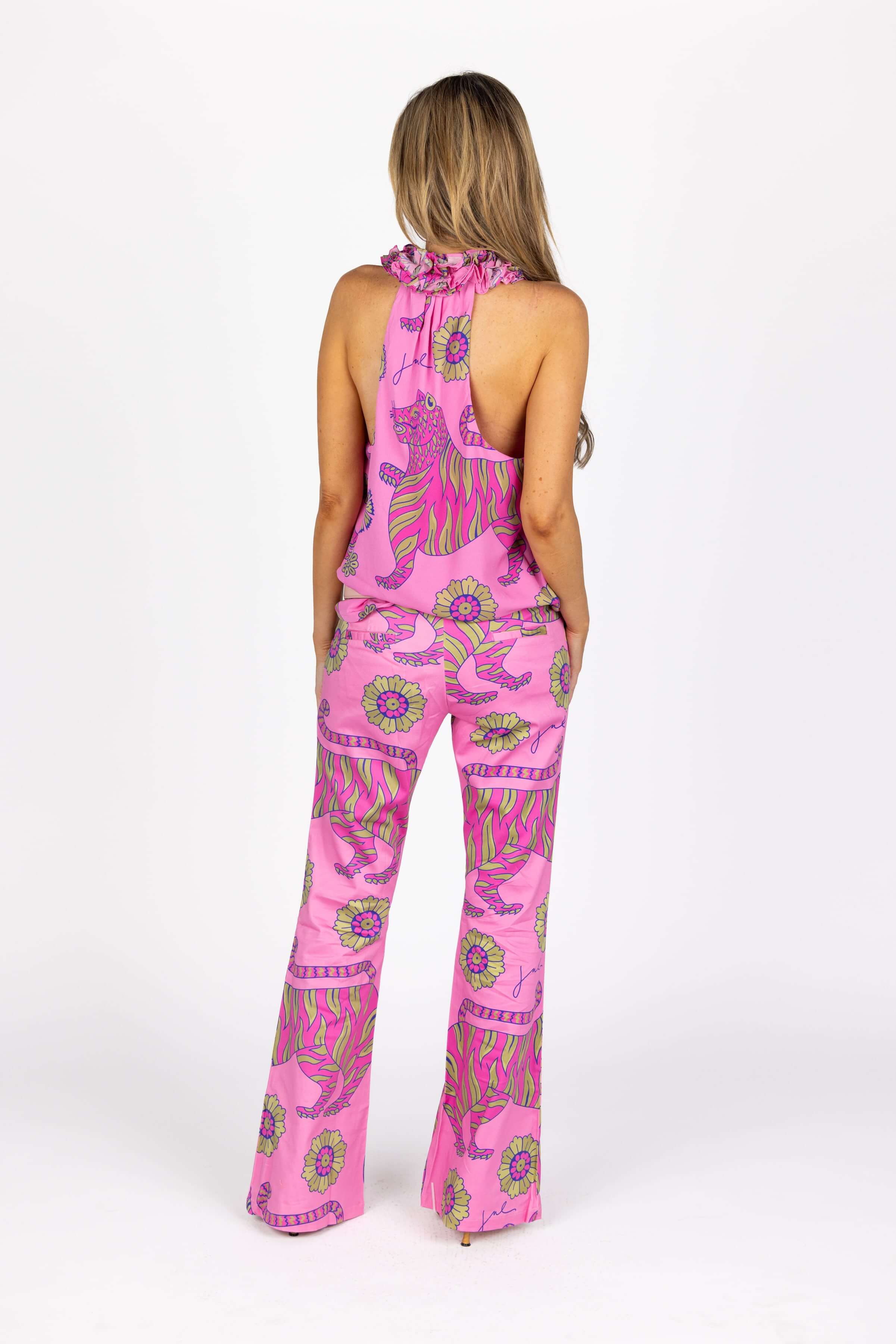 The Isabel Flare Pants in Pink Tiger
