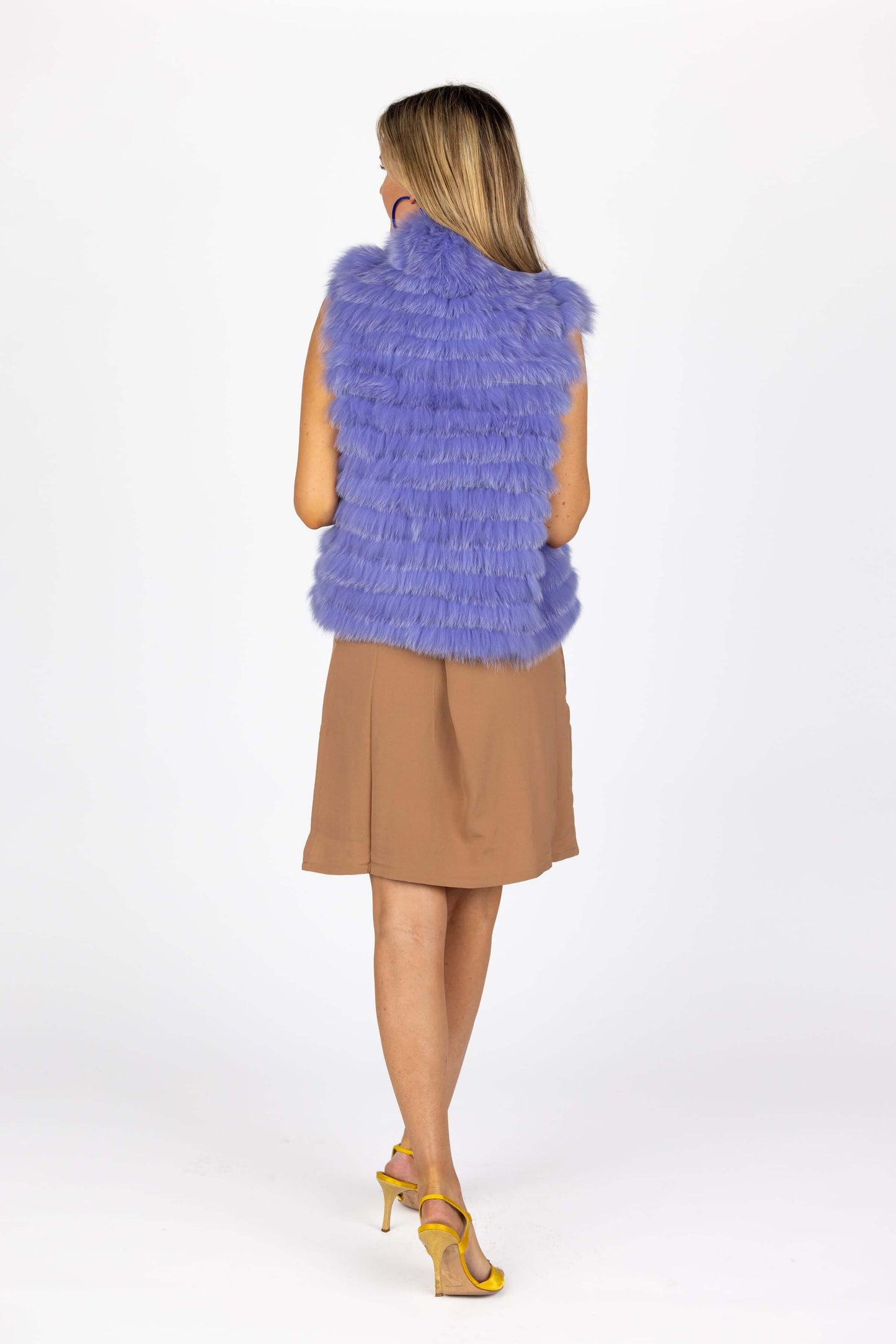 The Theodore Fox Fur Vest in Periwinkle