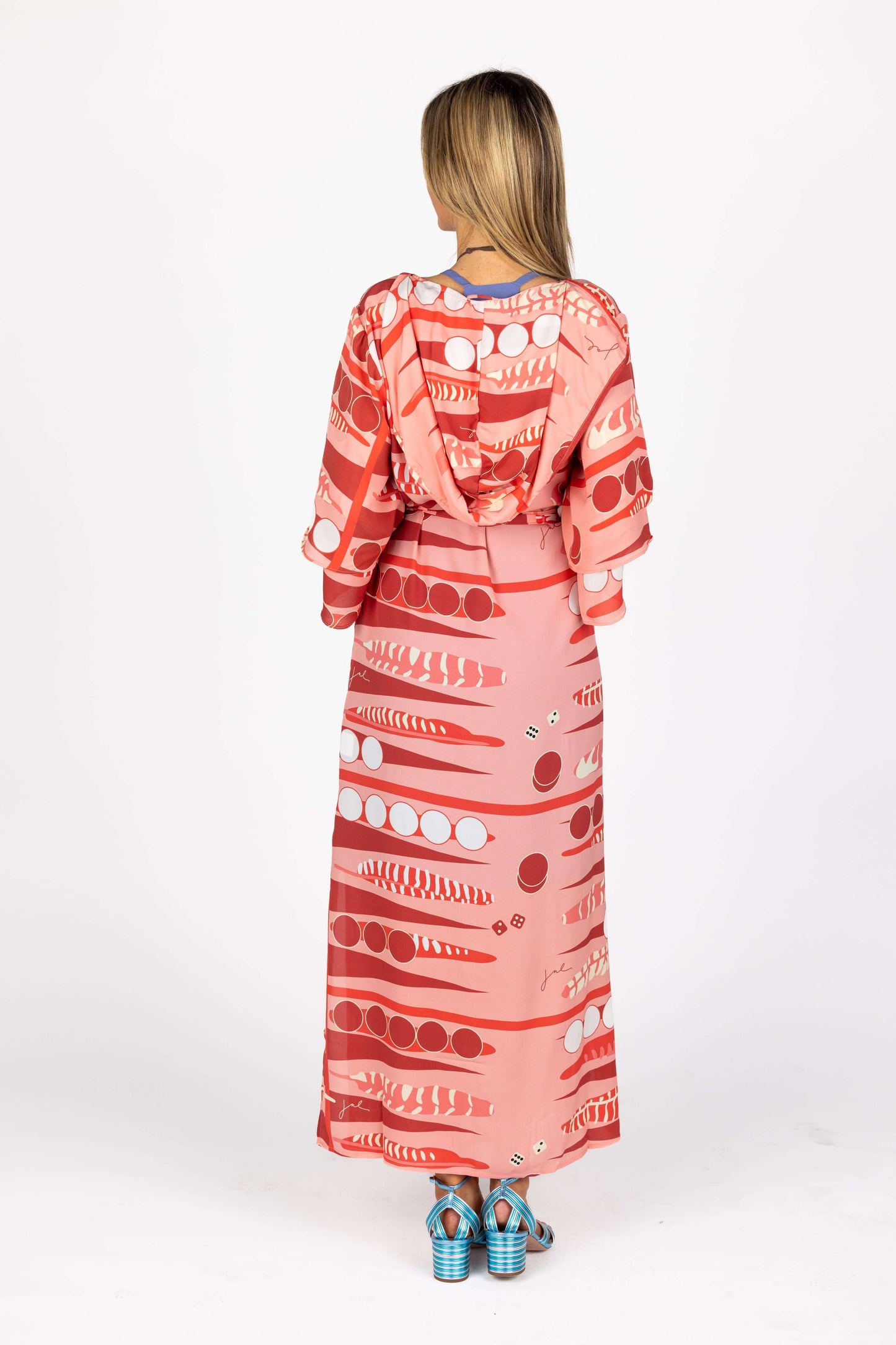The Cassius Robe in Coral Backgammon