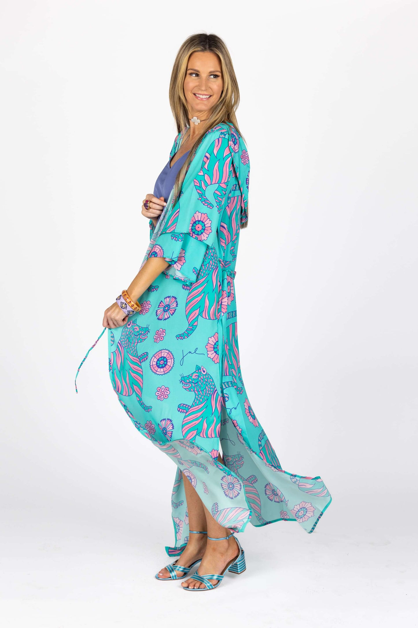 The Cassius Robe in Green Tiger