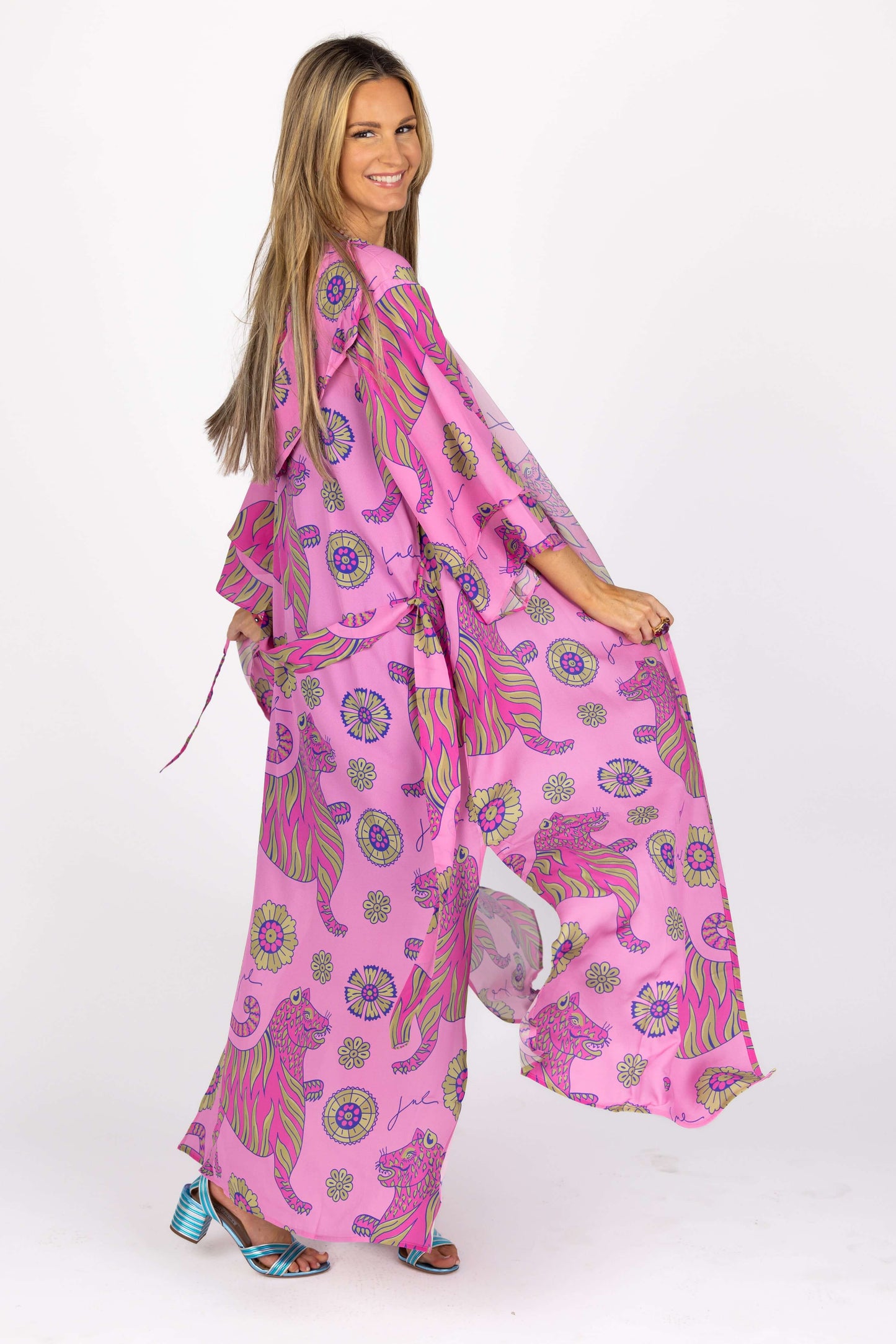 The Cassius Robe in Pink Tiger