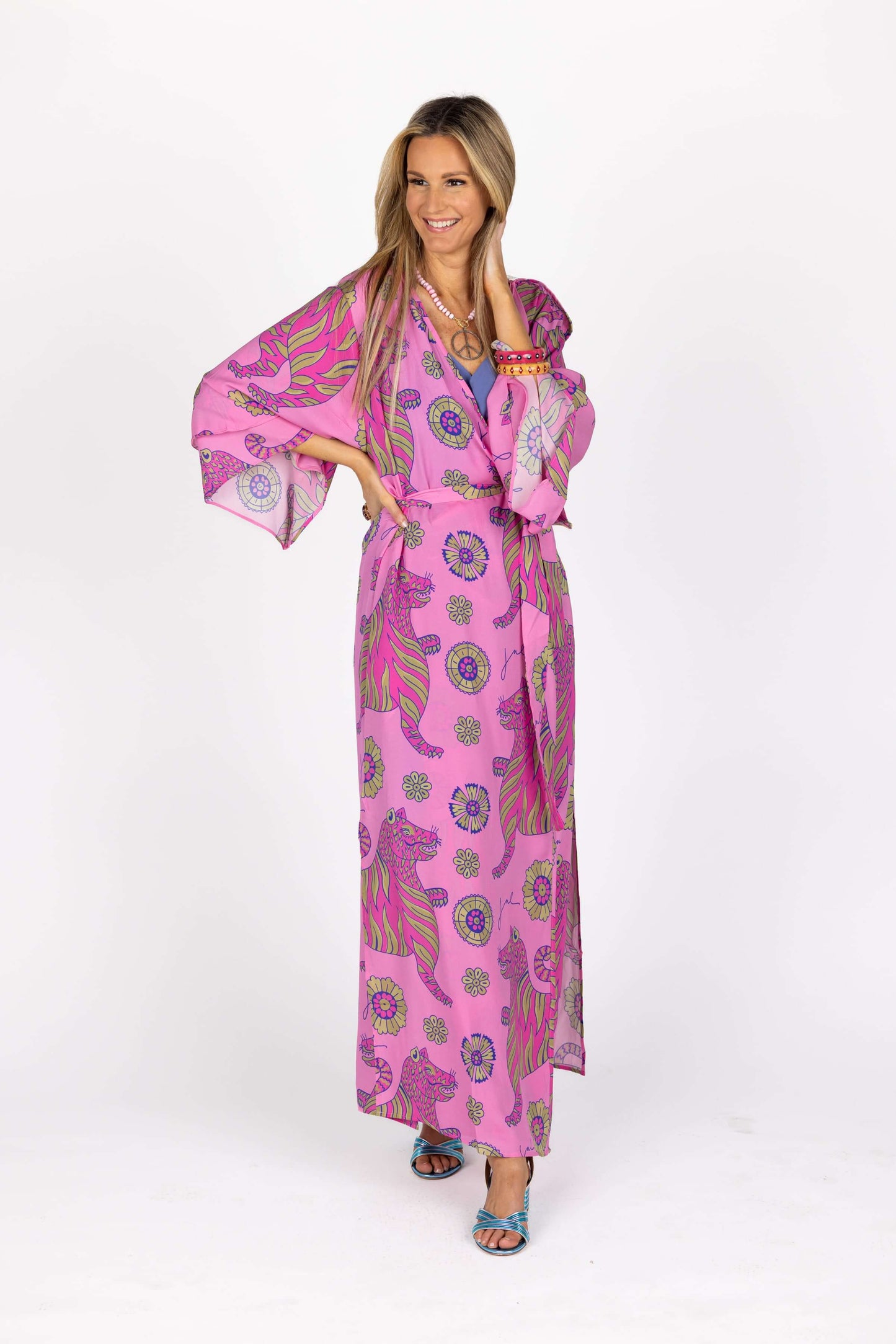 The Cassius Robe in Pink Tiger