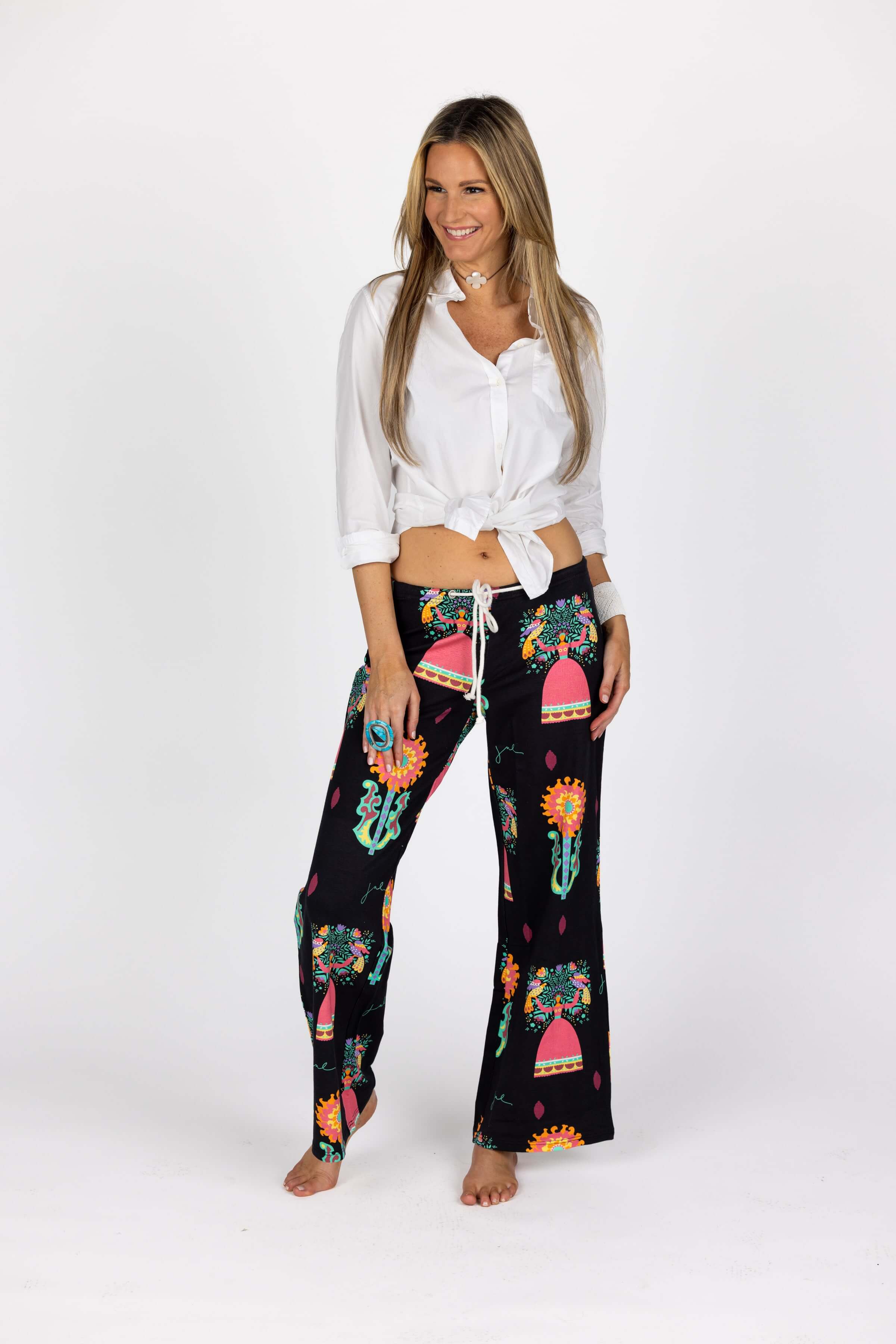 The terrycloth Sea Voyage pants in Spanish Lovers Black